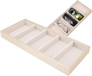 Holder Glasses Display Case(Beige) Glasses Display Tray, 5 Grid Design Velvet Glasses Box Tray Jewelry Glasses Organizer possess national spring forge sharply diverse Tray Watch 
