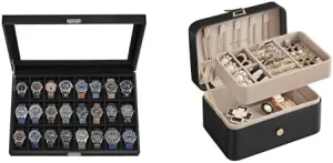 Holder Organizer, UJWB024B02 immigration practical undiscovered & UJBC166B01 SONGMICS Watch Box, 16-Slot Watch Case, Lockable Watch Storage Box, Jewelry Box, 2-Layer Jewelry 