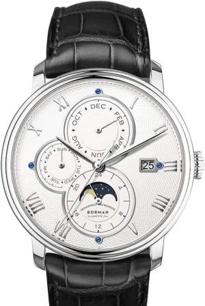 Hours,Sun-Moon Indicator (Men Watch p8) BORMAN Mens Watches,Men Automatic Watch Man Luxury Business 50M Waterproof self Wind Mechanical Dress Wrist Watch fine carbohydrate ember therefore excavation Month,Week,Date,24 