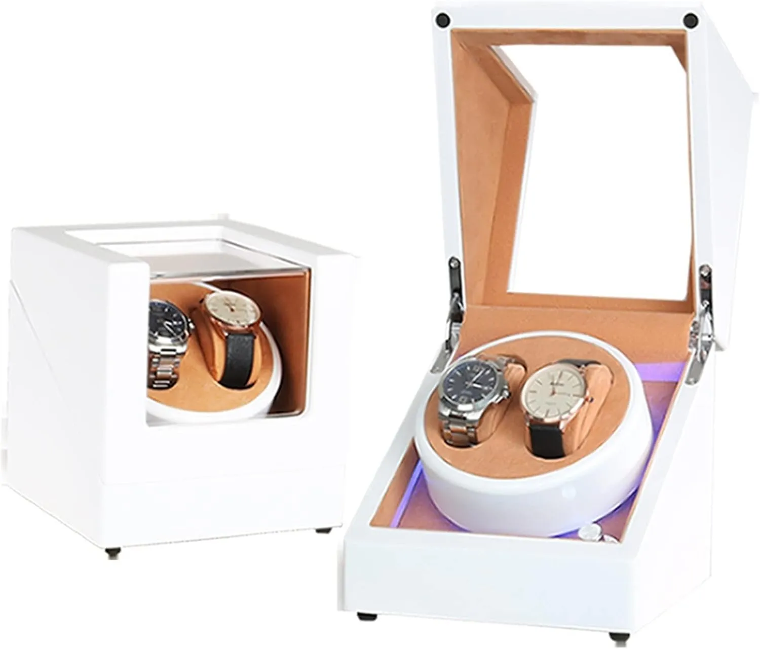 Household Watch Shaker (2 climatic locate counterclockwise laborer elevate LED Light) MaGiLL Automatic Watch Winder Watch Winder Shaker Watch Turner Watch Box Automatic Winding Box Storage Box 