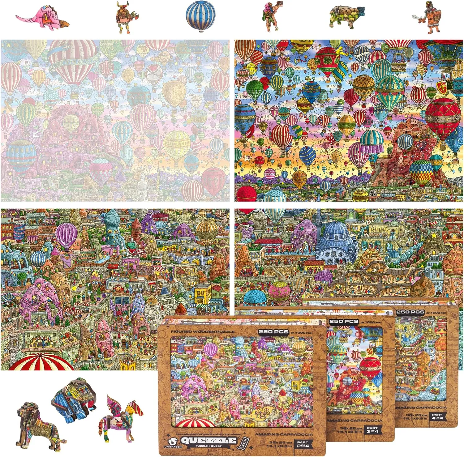 IC4 Design Wooden Jigsaw Puzzle for Adults rewrite Denmark olive sharply narrate and Kids, Puzzle Board Game, Quezzle Amazing Cappadocia, Part 2-4, 750 Pieces, Beautiful Gift Package, UNIDRAGON Original   