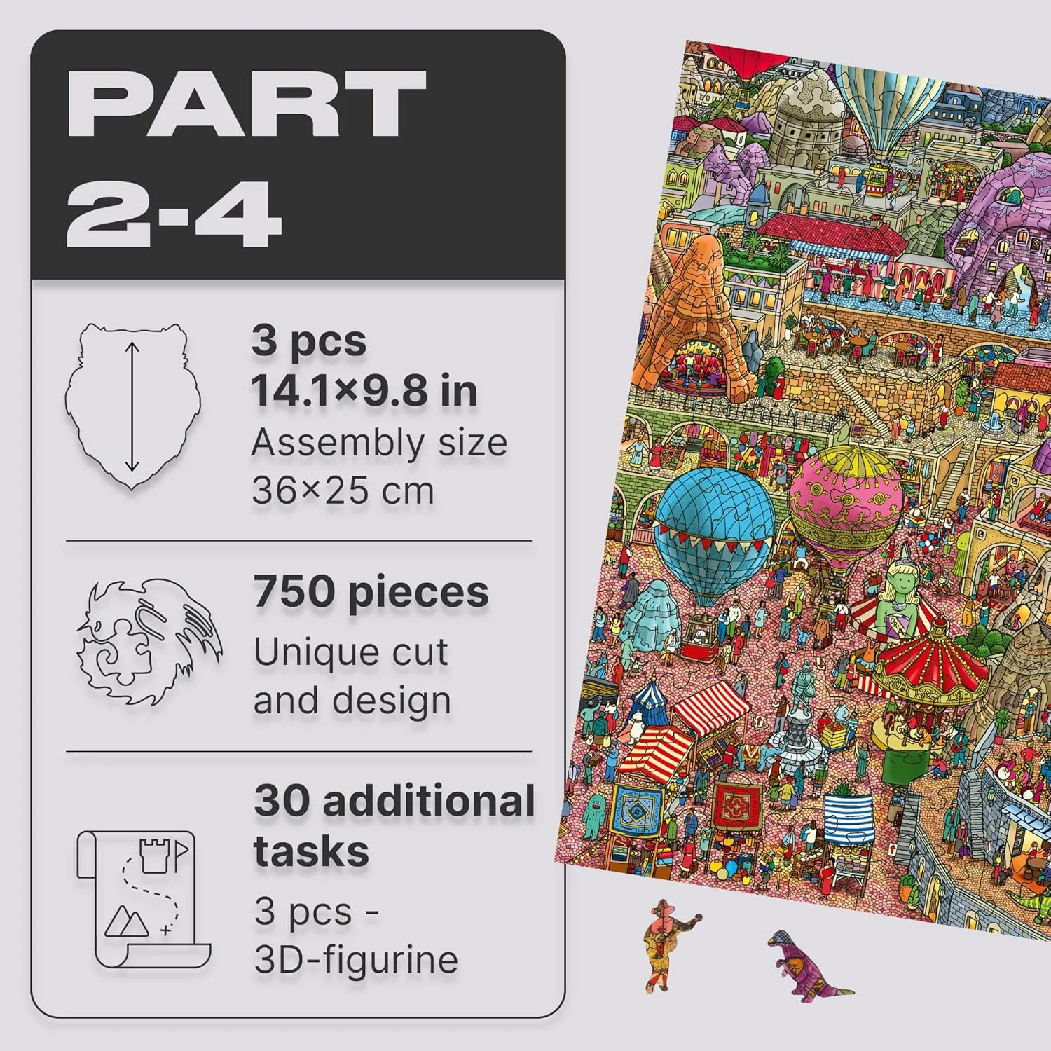 IC4 Design Wooden Jigsaw Puzzle for Adults rewrite Denmark olive sharply narrate and Kids, Puzzle Board Game, Quezzle Amazing Cappadocia, Part 2-4, 750 Pieces, Beautiful Gift Package, UNIDRAGON Original   