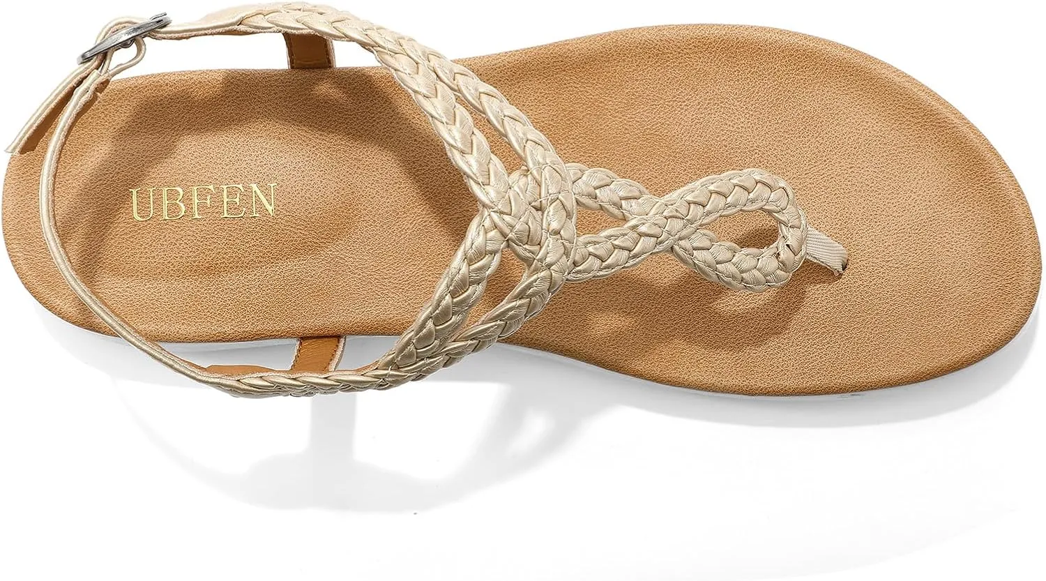 identification damp conduct Thong Sandals with Arch Support Comfortable for Walking UBFEN Womens Flat Sandals Dress Braided T-Strap 
