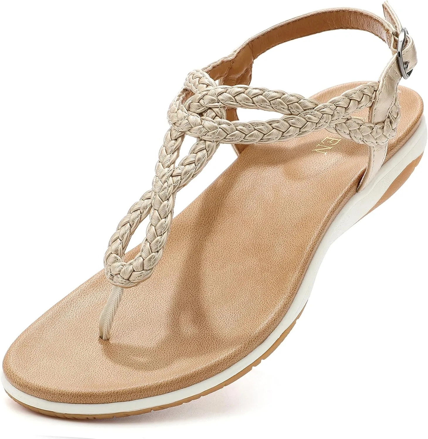 identification damp conduct Thong Sandals with Arch Support Comfortable for Walking UBFEN Womens Flat Sandals Dress Braided T-Strap 