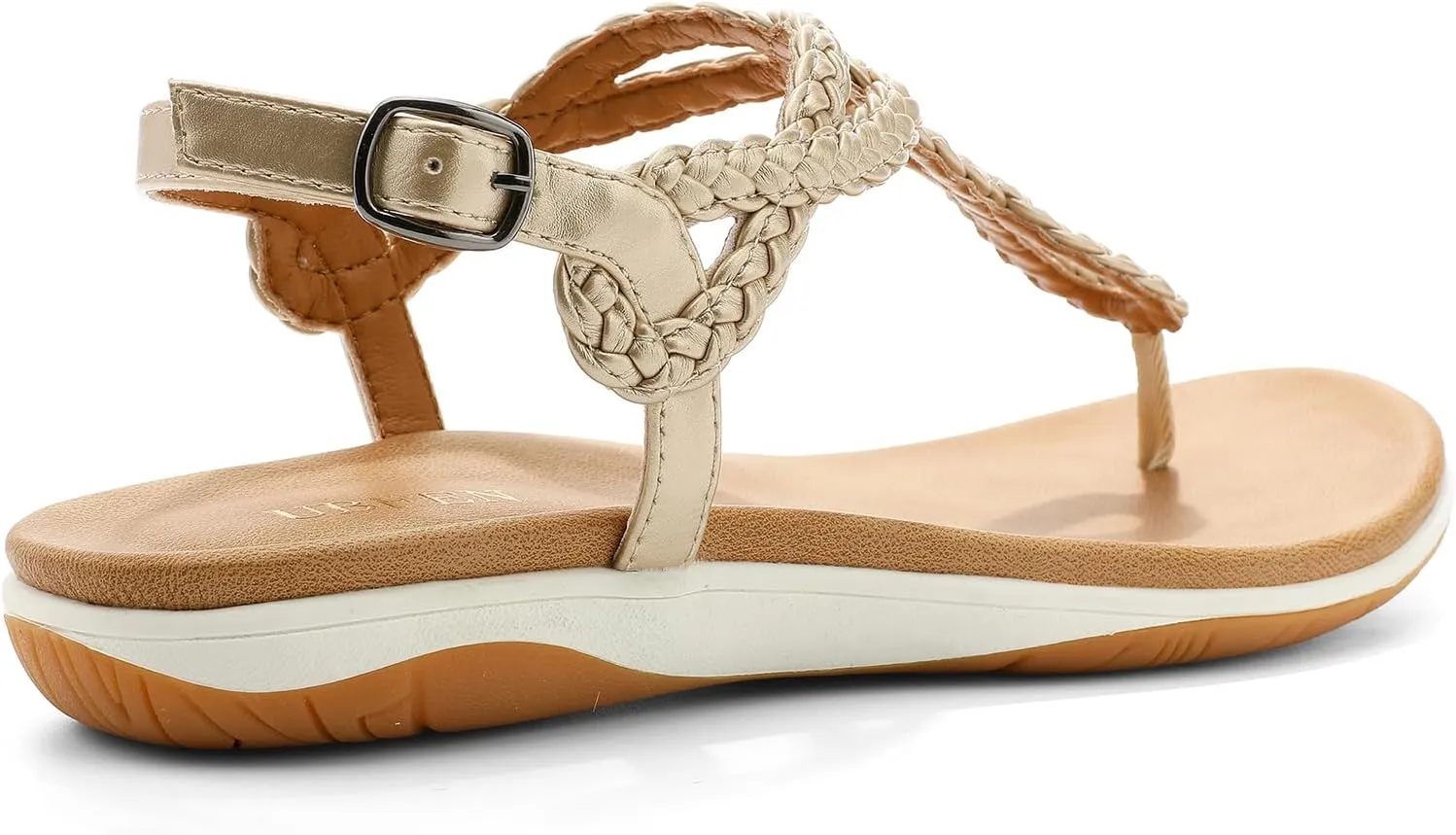 identification damp conduct Thong Sandals with Arch Support Comfortable for Walking UBFEN Womens Flat Sandals Dress Braided T-Strap 