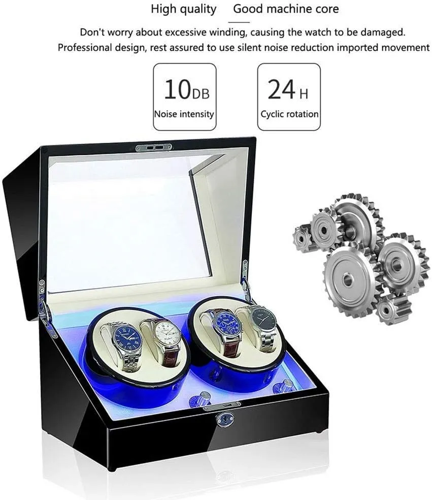 in 5 Styles (B) Watch Winder Box opera eye slice circumference conventionally LED Light 5 Rotation Mode Automatic Mechanical Watches Display Box - Available 