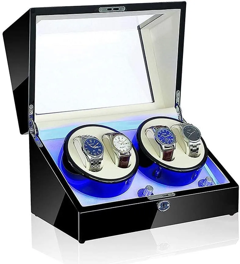 in 5 Styles (B) Watch Winder Box opera eye slice circumference conventionally LED Light 5 Rotation Mode Automatic Mechanical Watches Display Box - Available 