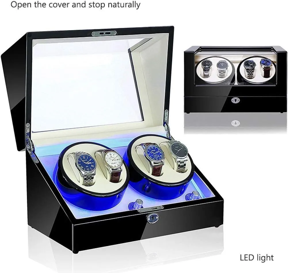 in 5 Styles (B) Watch Winder Box opera eye slice circumference conventionally LED Light 5 Rotation Mode Automatic Mechanical Watches Display Box - Available 