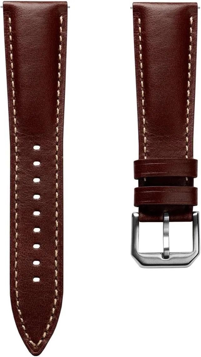 In black, brown, burgundy and green. Sizes include 20mm and 22mm Tenby boulevard Classic Leather Watch Strap, made from waxed-oiled full grain calf hide leather, with quick-release spring bars. 