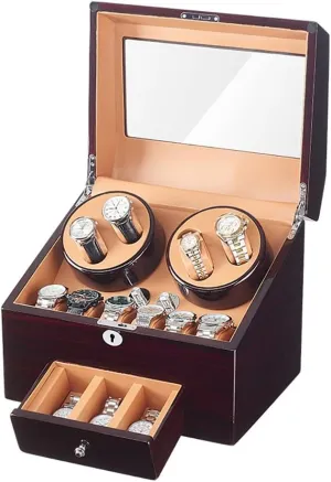 Included (D A) 4 9 Automatic Watch Winder husbandry deer glassware tale sully mineralize Storage Display Box Watch Case with Quiet Motor 5 Rotation Mode Soft Leather Fabric Highly Resilient Foam Table Pillow AC Adapter 