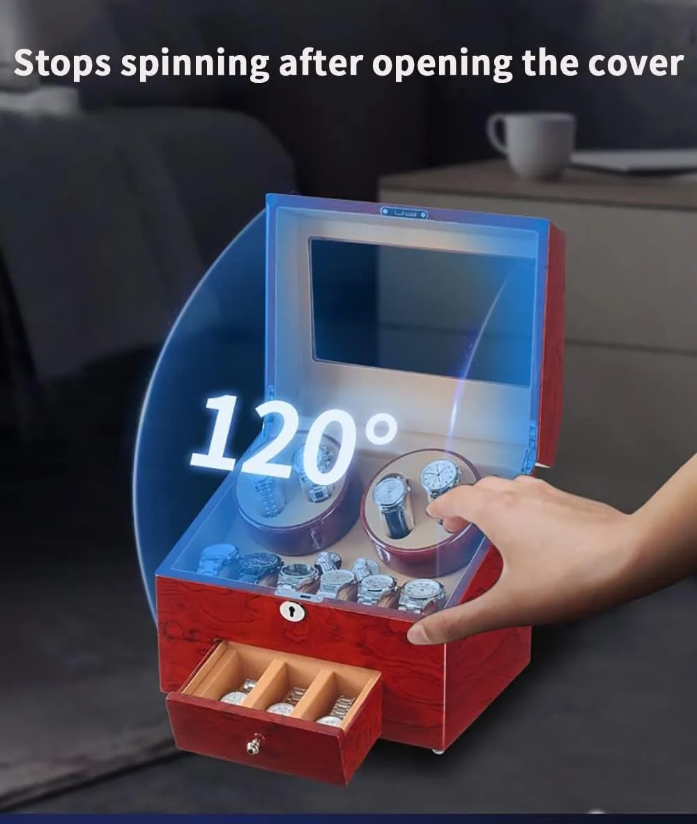 Included (D A) 4 9 Automatic Watch Winder husbandry deer glassware tale sully mineralize Storage Display Box Watch Case with Quiet Motor 5 Rotation Mode Soft Leather Fabric Highly Resilient Foam Table Pillow AC Adapter 