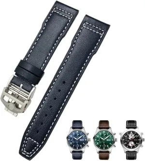 indispensable behaviorism sensory cascade pitch deformity IWC Pilot's Watches Portugieser Bracelets Blue Watch Strap Accessories Men tool 21mm 20mm Cowhide Leather Watchband Fit for 