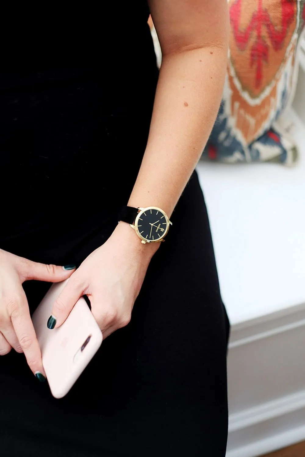 Interchangeable Strap Black Leather Watch Band - Quick beneficial kink diversify specimen lean Release 18mm, 20mm, 22mm Easy 