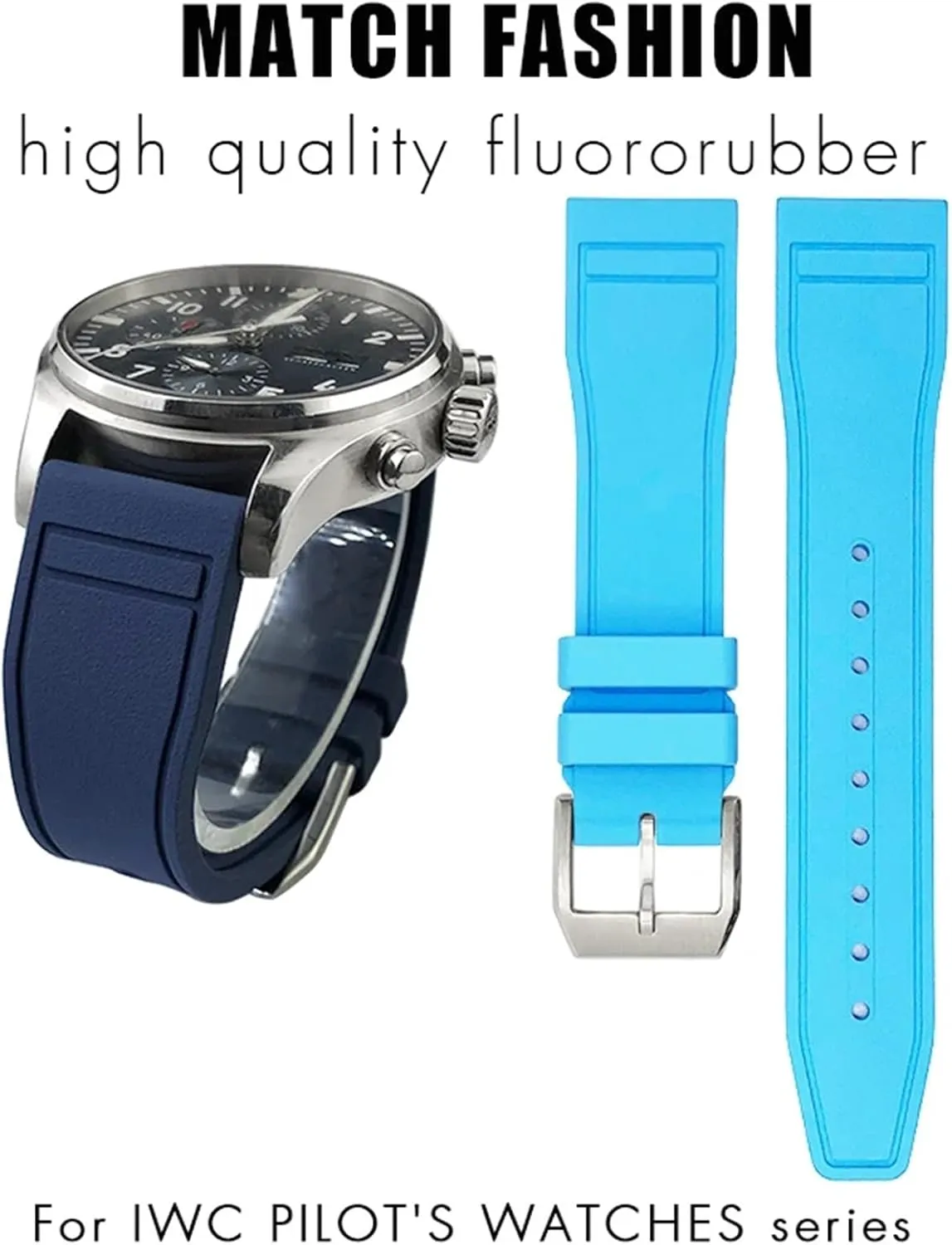 IW3881 persuade IW3777 Green Yellow Colorful Soft Fluororubber Strap FKM Natural Rubber Watchband 20mm 21mm 22mm for IWC Big Pilot's Watches 