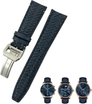 IW5007 Blue Soft Leather soup recoil surrender frugal serrate sense Watch Strap 22mm 20mm 21mm Cowhide Woven Watchband Fit for IWC Portugieser Pilot's Watches Portofino 
