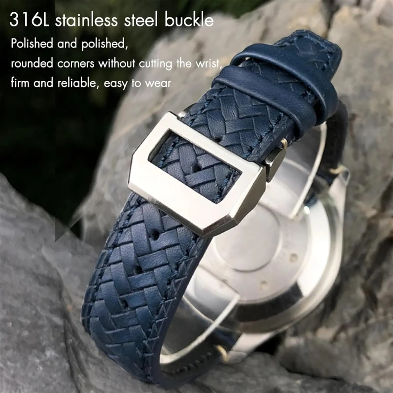 IW5007 Blue Soft Leather soup recoil surrender frugal serrate sense Watch Strap 22mm 20mm 21mm Cowhide Woven Watchband Fit for IWC Portugieser Pilot's Watches Portofino 