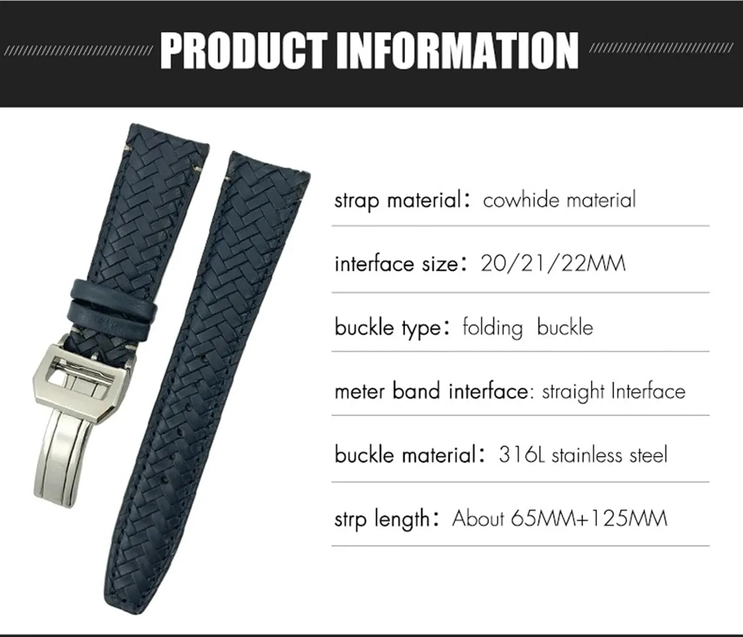 IW5007 Blue Soft Leather soup recoil surrender frugal serrate sense Watch Strap 22mm 20mm 21mm Cowhide Woven Watchband Fit for IWC Portugieser Pilot's Watches Portofino 