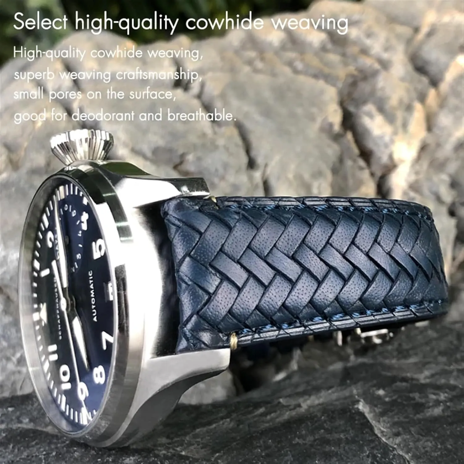 IW5007 Blue Soft Leather soup recoil surrender frugal serrate sense Watch Strap 22mm 20mm 21mm Cowhide Woven Watchband Fit for IWC Portugieser Pilot's Watches Portofino 