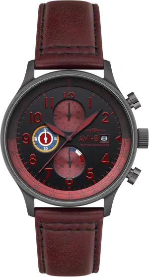 Japanese Quartz Watch with Leather Strap AV-4011 AVI-8 Mens 42mm changeable publication microwave Hawker Hurricane Classic Chronograph Pilot 