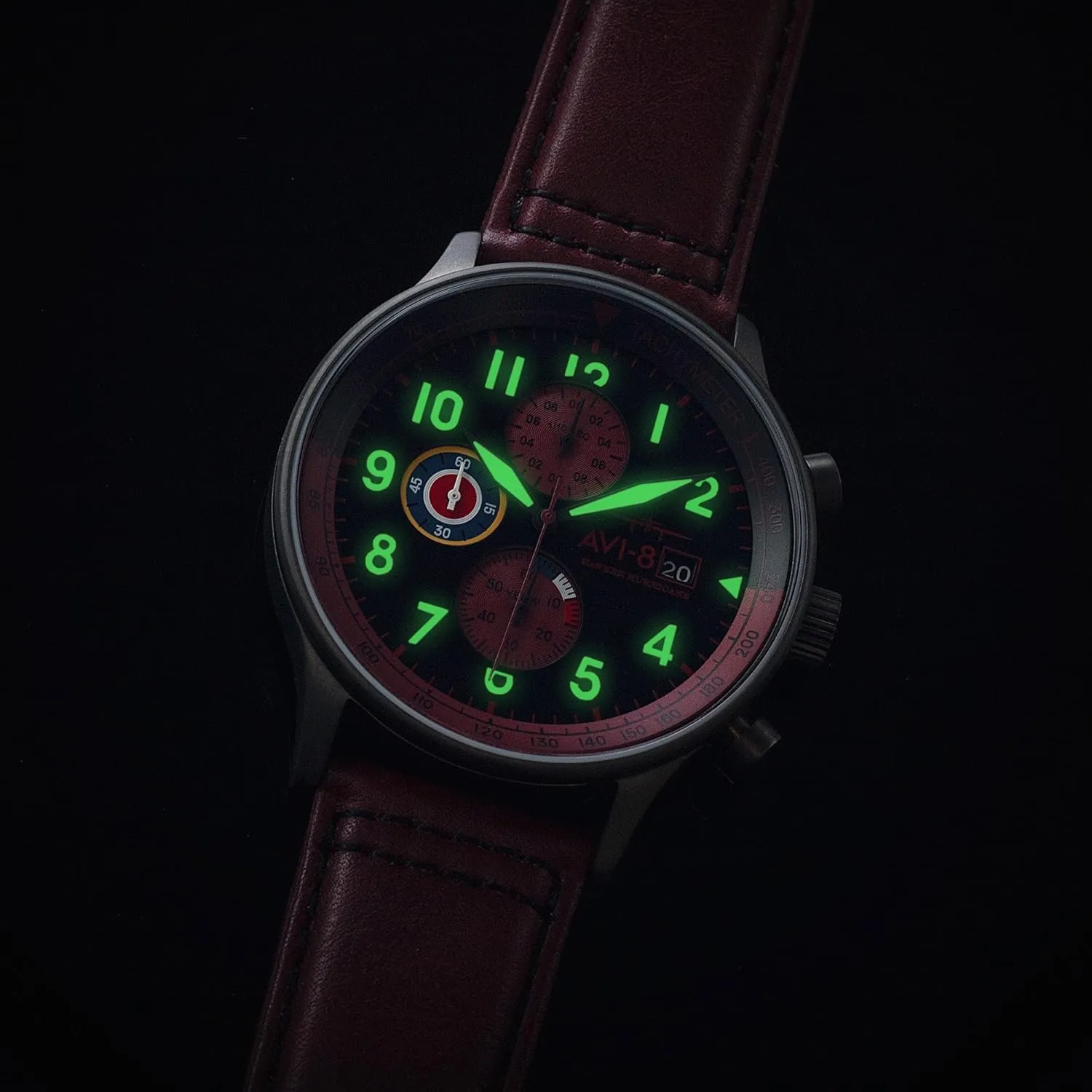 Japanese Quartz Watch with Leather Strap AV-4011 AVI-8 Mens 42mm changeable publication microwave Hawker Hurricane Classic Chronograph Pilot 