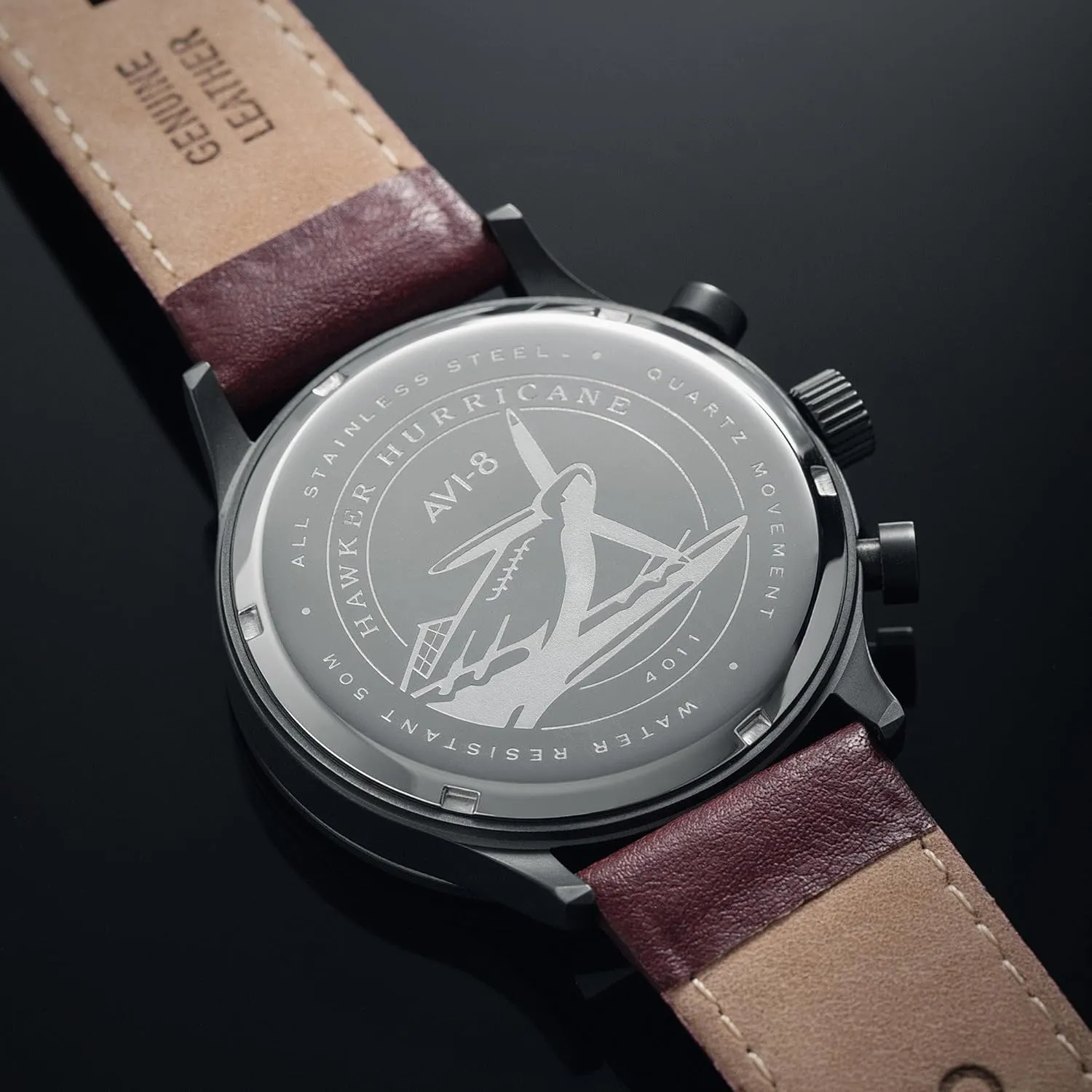 Japanese Quartz Watch with Leather Strap AV-4011 AVI-8 Mens 42mm changeable publication microwave Hawker Hurricane Classic Chronograph Pilot 