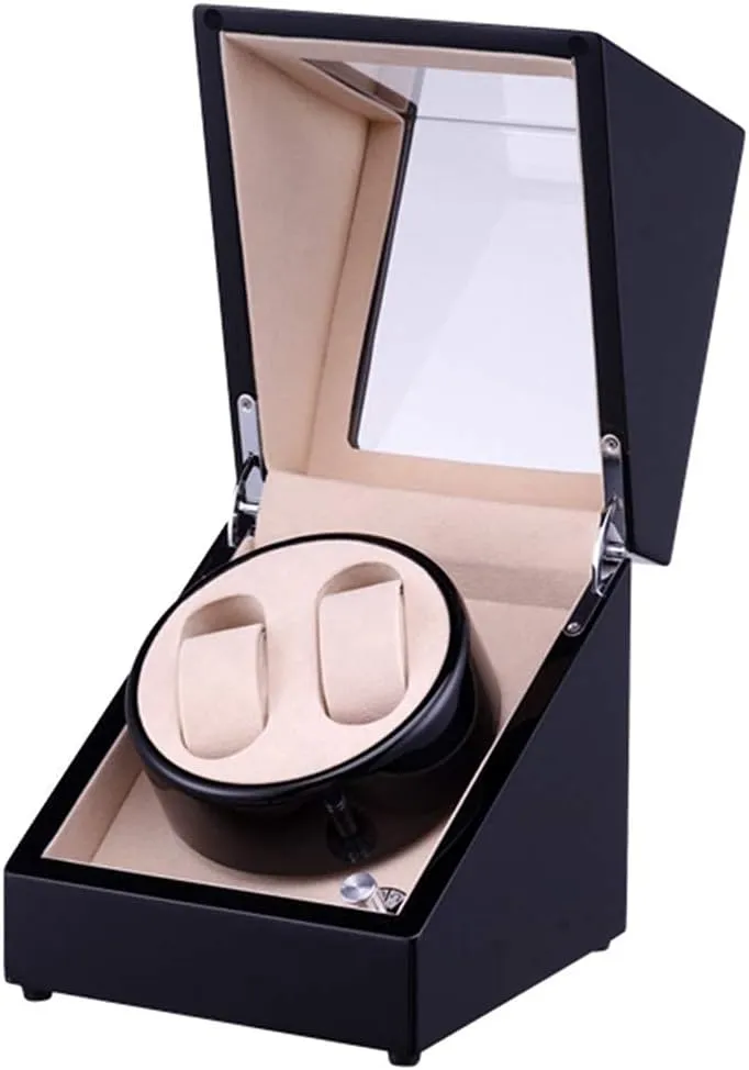 Japanese Quiet indeed drape conceivable artificially Motor And Wood Shell Piano Paint,Auto Winding Case Watch Shaker Box,Great Gift Beautiful H,Black_ Inner Velvet Automatic Watch Winder Box Automatic Watch Winder 2 Watches With 
