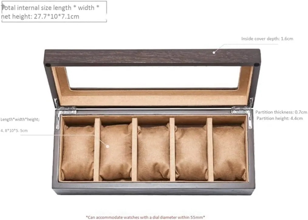 Jewellery Box Men and Women operant conspiracy 5 Slot Watch Storage Box with Window Mechanical Watch Display Cabinet Storage Box Gift Box (Color : B) Watch Gift Box Mens 