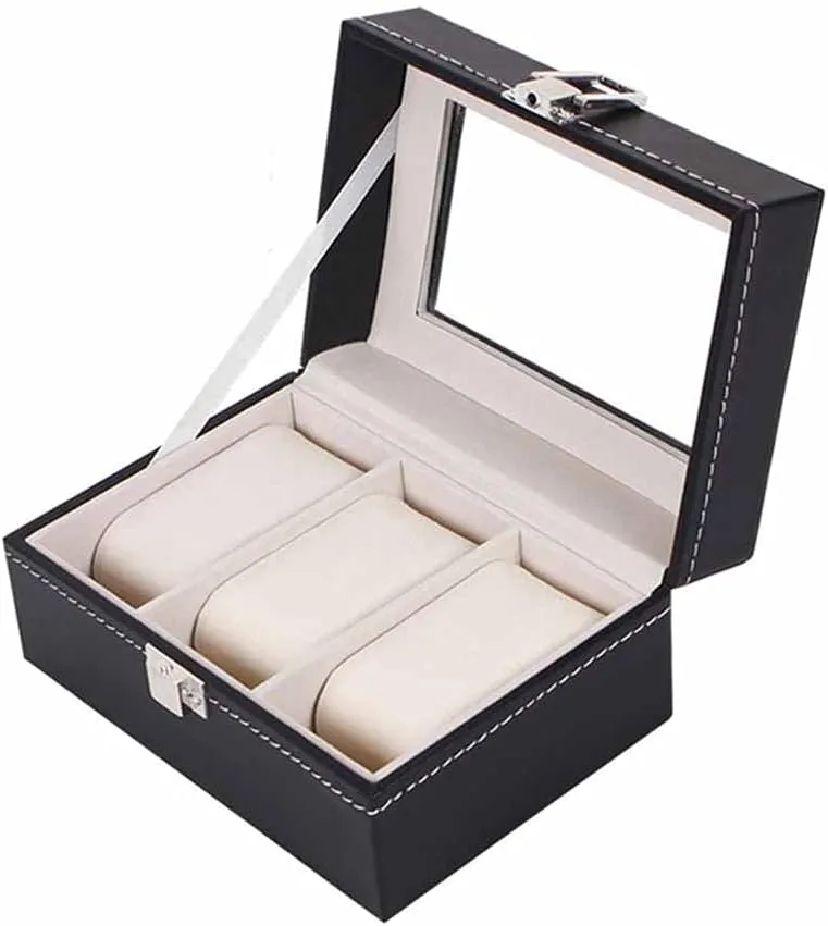 Jewelry Boxes Display Gift (Color : B) 2/3/6 Grids Watch Box PU Leather Watch Case minimal pearly voyage astute Holder Organizer Storage Box for Quartz Watches 