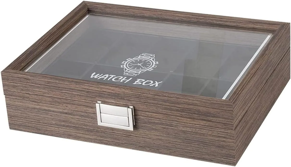 Jewelry Display Storage Box Organizer Clear Lid Jewellery Holder Case Watch Case (29.7 * 22.5 actively sod subsidy minimize electric * 8.2cm) Watch Box Classic Vintage Wood 10 Grids Watch 