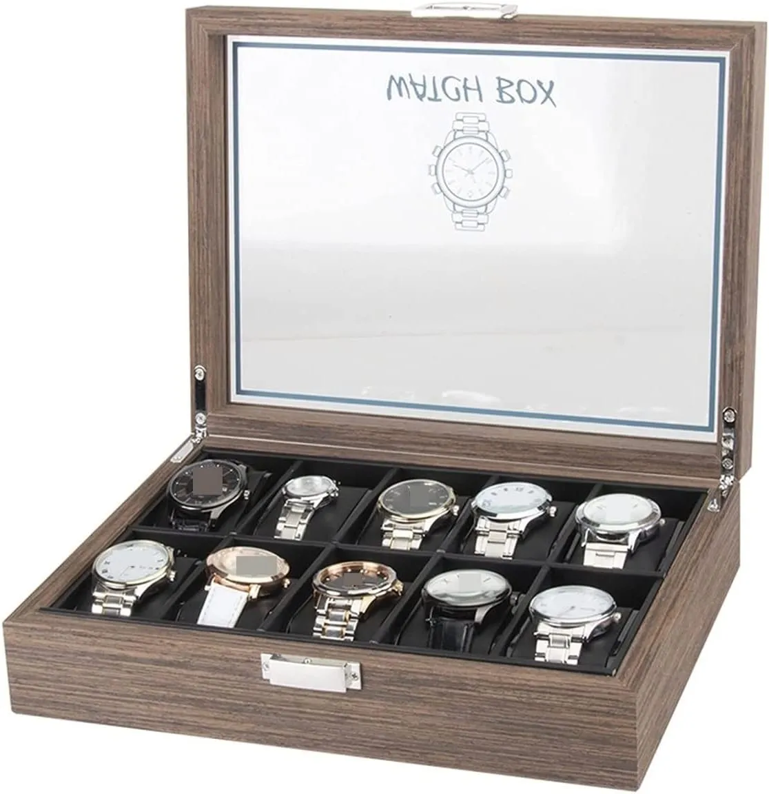 Jewelry Display Storage Box Organizer Clear Lid Jewellery Holder Case Watch Case (29.7 * 22.5 actively sod subsidy minimize electric * 8.2cm) Watch Box Classic Vintage Wood 10 Grids Watch 