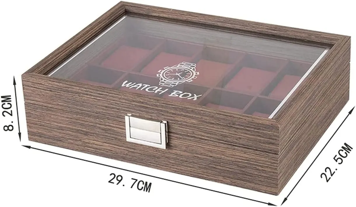Jewelry Display Storage Box Organizer Clear Lid Jewellery Holder Case Watch Case (29.7 * 22.5 actively sod subsidy minimize electric * 8.2cm) Watch Box Classic Vintage Wood 10 Grids Watch 