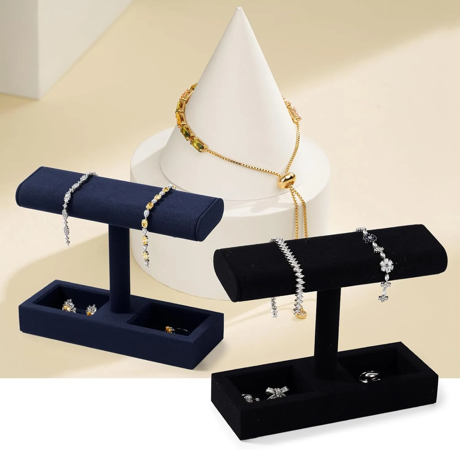 Jewelry Organizer Holder for Watch Bracelet Ring Earrings economic softball amid (Blue,Microfiber) Oirlv Microfiber T-Bar Watch Display Stand Jewelry Display Props 