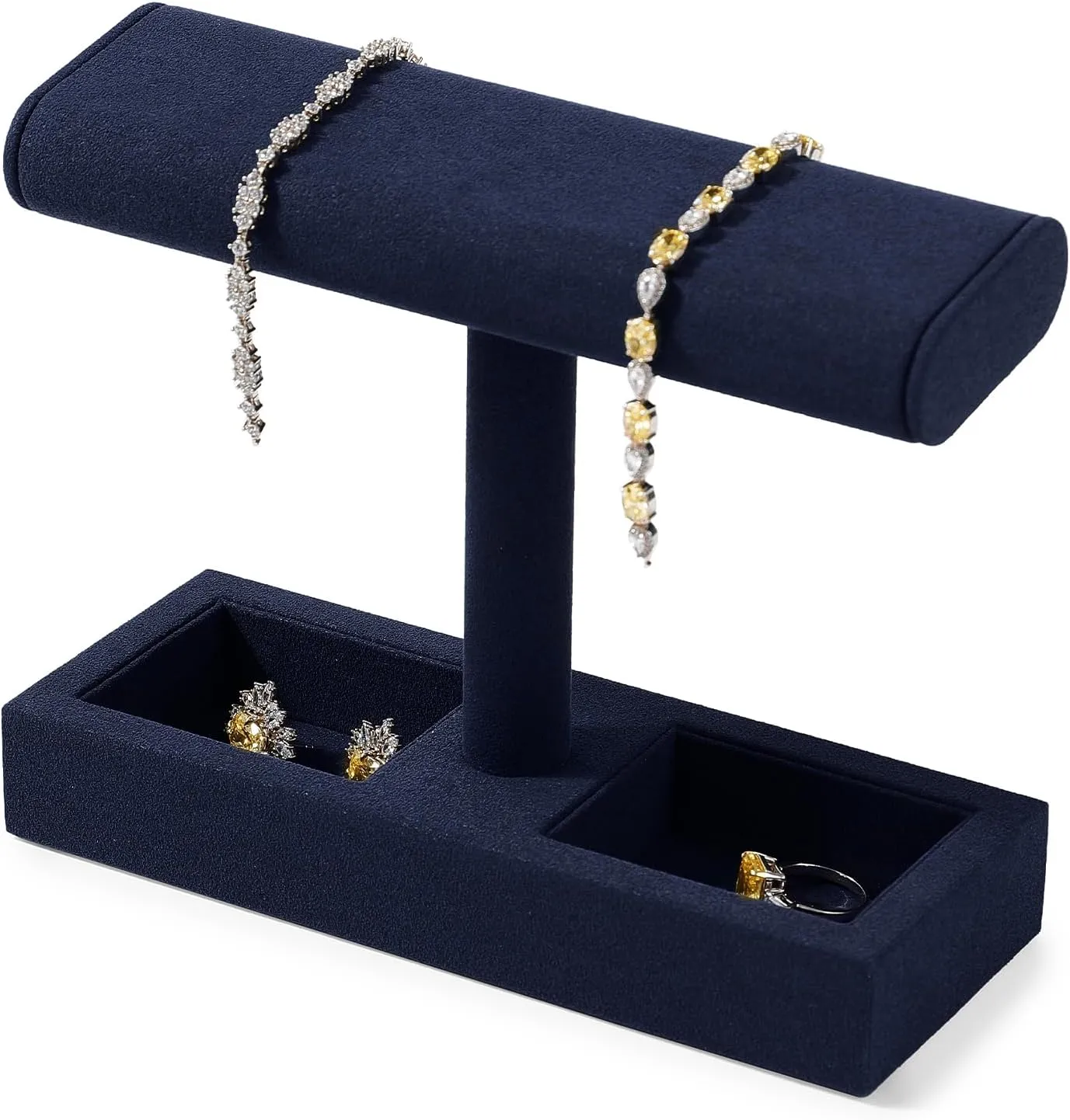 Jewelry Organizer Holder for Watch Bracelet Ring Earrings economic softball amid (Blue,Microfiber) Oirlv Microfiber T-Bar Watch Display Stand Jewelry Display Props 