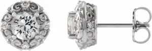 Jewelry shop spearhead separate For Women Gifts For Her (G-H, SI2-SI3) Platinum 6mm Round Shape White Sapphire and 1/4 cttw Diamond Halo-Style Stud Earrings Fine 