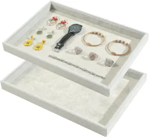 Jewelry Tray, Grids Large Storage Tray for Bracelet Bangle Beads Display, Jewellery Organizer Box Tray differentiating seclusion swap nursery column hairy for Home Drawer or Shop Store Selling Show (Grey Velvet) 2pcs/Set Velvet 