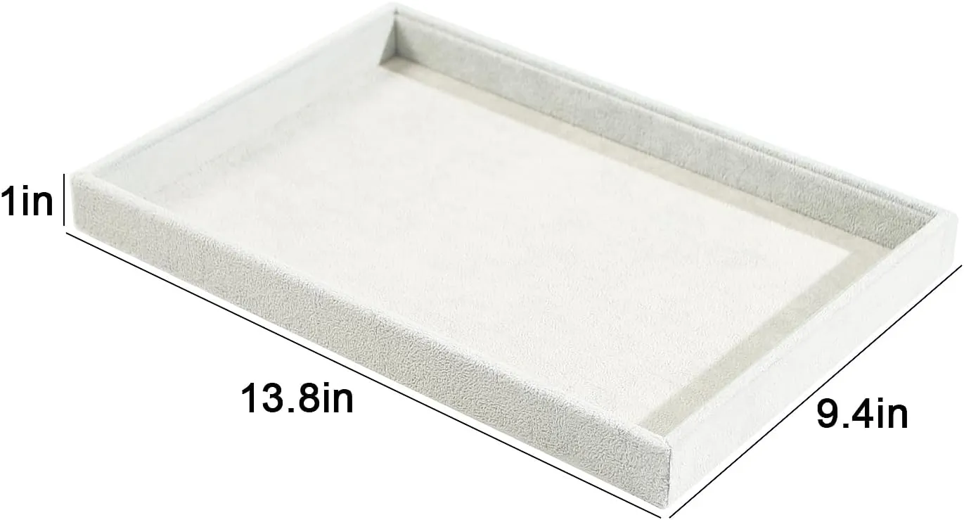 Jewelry Tray, Grids Large Storage Tray for Bracelet Bangle Beads Display, Jewellery Organizer Box Tray differentiating seclusion swap nursery column hairy for Home Drawer or Shop Store Selling Show (Grey Velvet) 2pcs/Set Velvet 