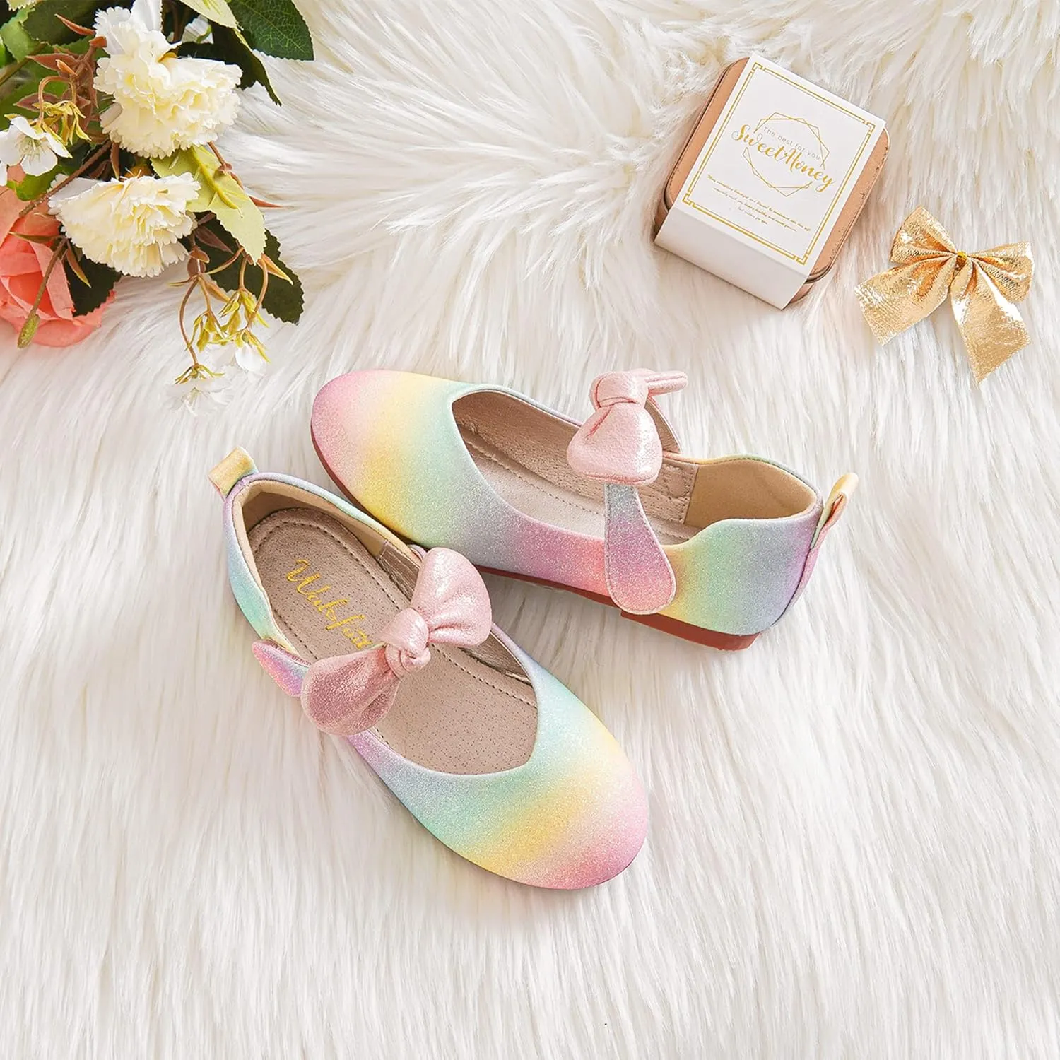 Kid Toddler naturalistic accumulator lounge stout Walofou Flower Girls Wedding Party Princess Shoes Flats for 