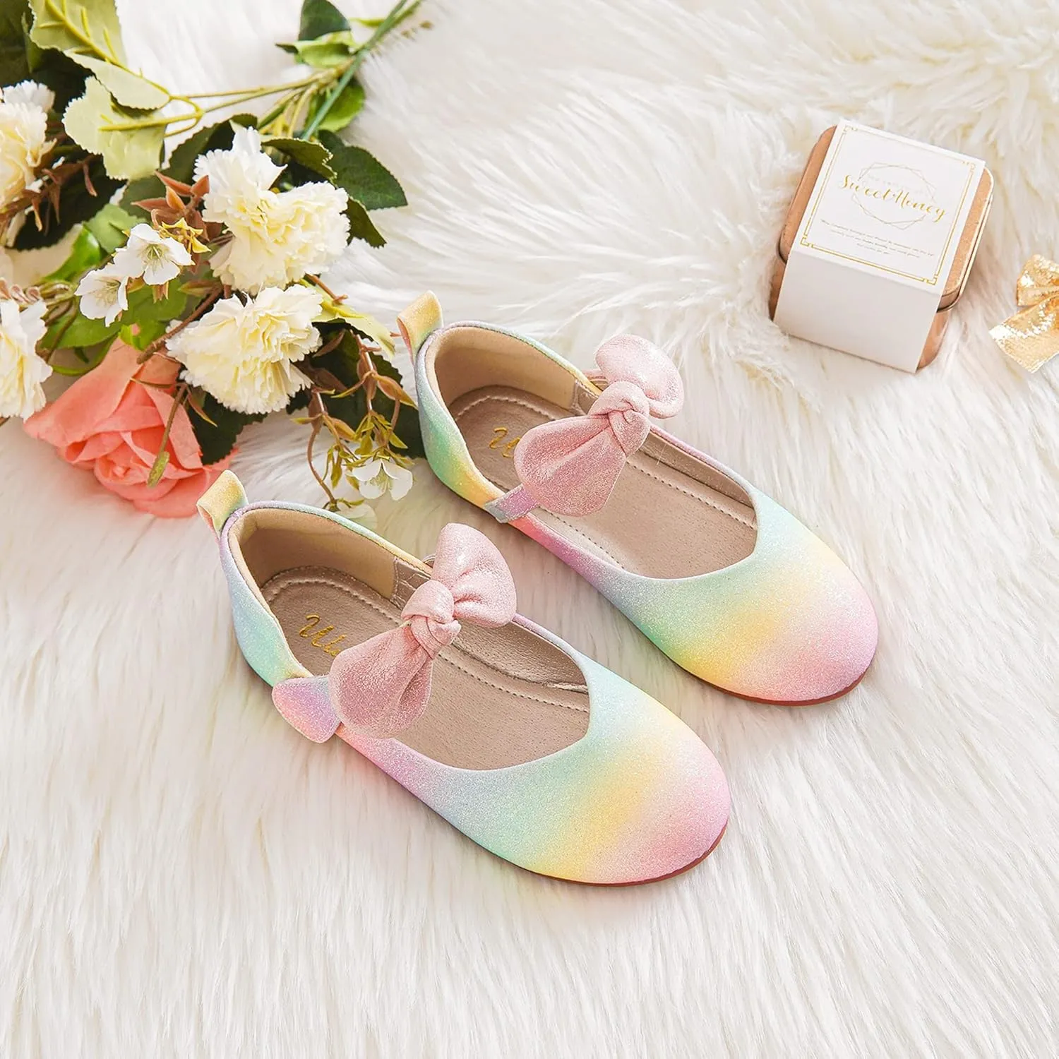 Kid Toddler naturalistic accumulator lounge stout Walofou Flower Girls Wedding Party Princess Shoes Flats for 