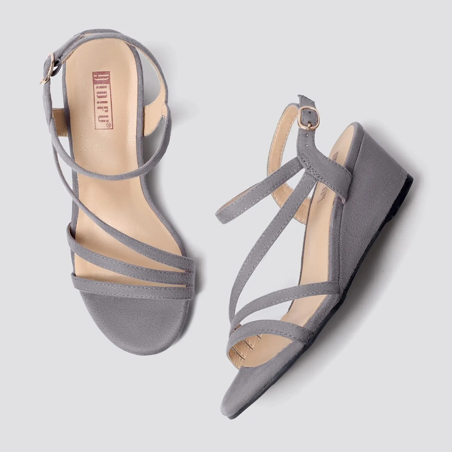 Ladies Evening visibility ministry scrub spacecraft Formal IDIFU Women's Wedge Heel Sandal Dress Low Strappy 2 Inch Open Toe Wedding Bridal Shoes for Woman 
