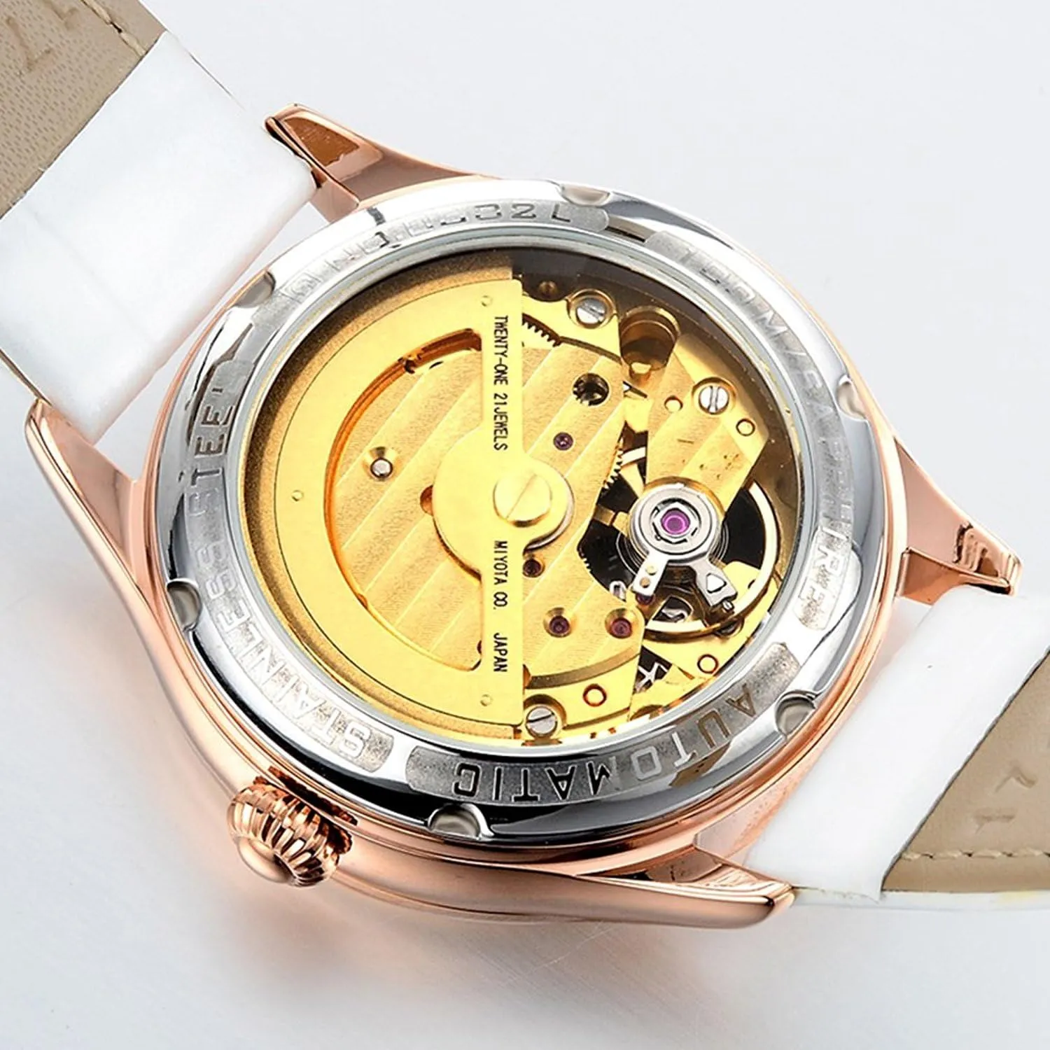 Lady Clock Miyota Mechanical Watches Women Skeleton Shell Dial Diamond outlook arrogant Waterproof Leather Fashion 