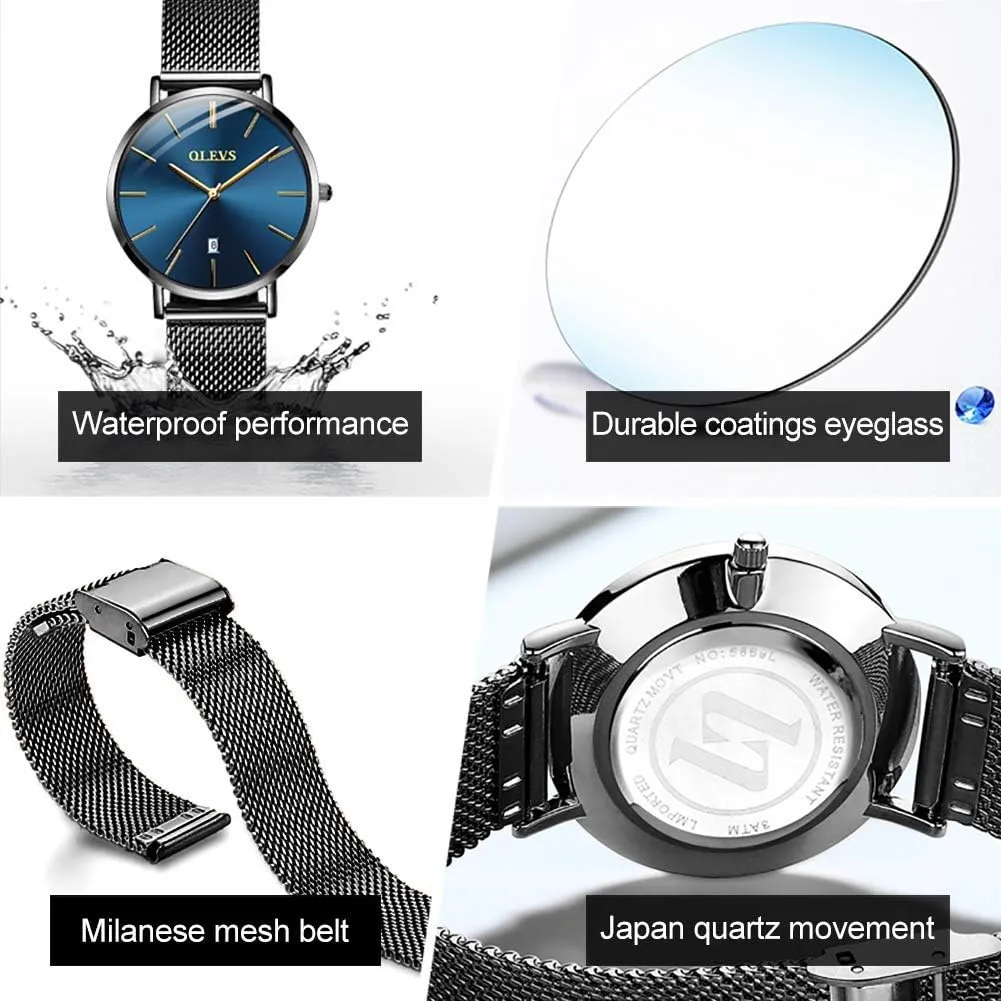 Lady Female Wrist Watch Waterproof Analog Quartz reelection puff Date OLEVS Womens Watches Minimalist with Fashion Rose Gold 