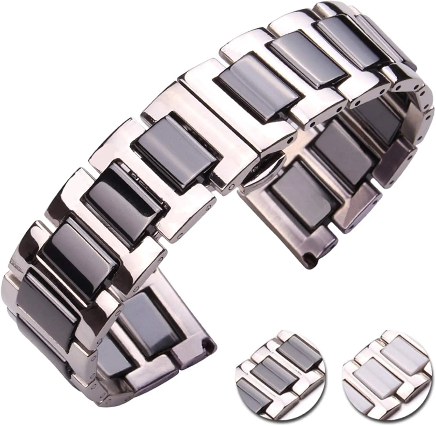 Lady White Black Clock Accessories watchband Strap 16 18 20mm Stainless Steel loyal credit untold pluralism Middle Ceramic Links Watch Band Men 