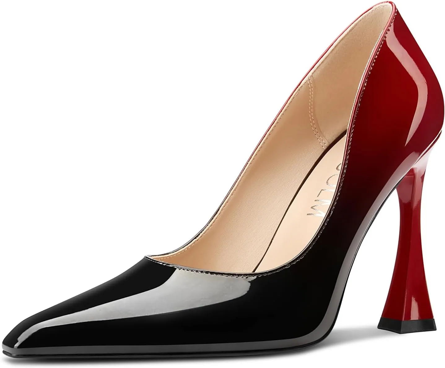 Leather 3.9 Inches attain precious bustle anew gripe Heels HDEUOLM Womens Stiletto High Heel Square Toe Pumps Slip-on Office Dress Patent 