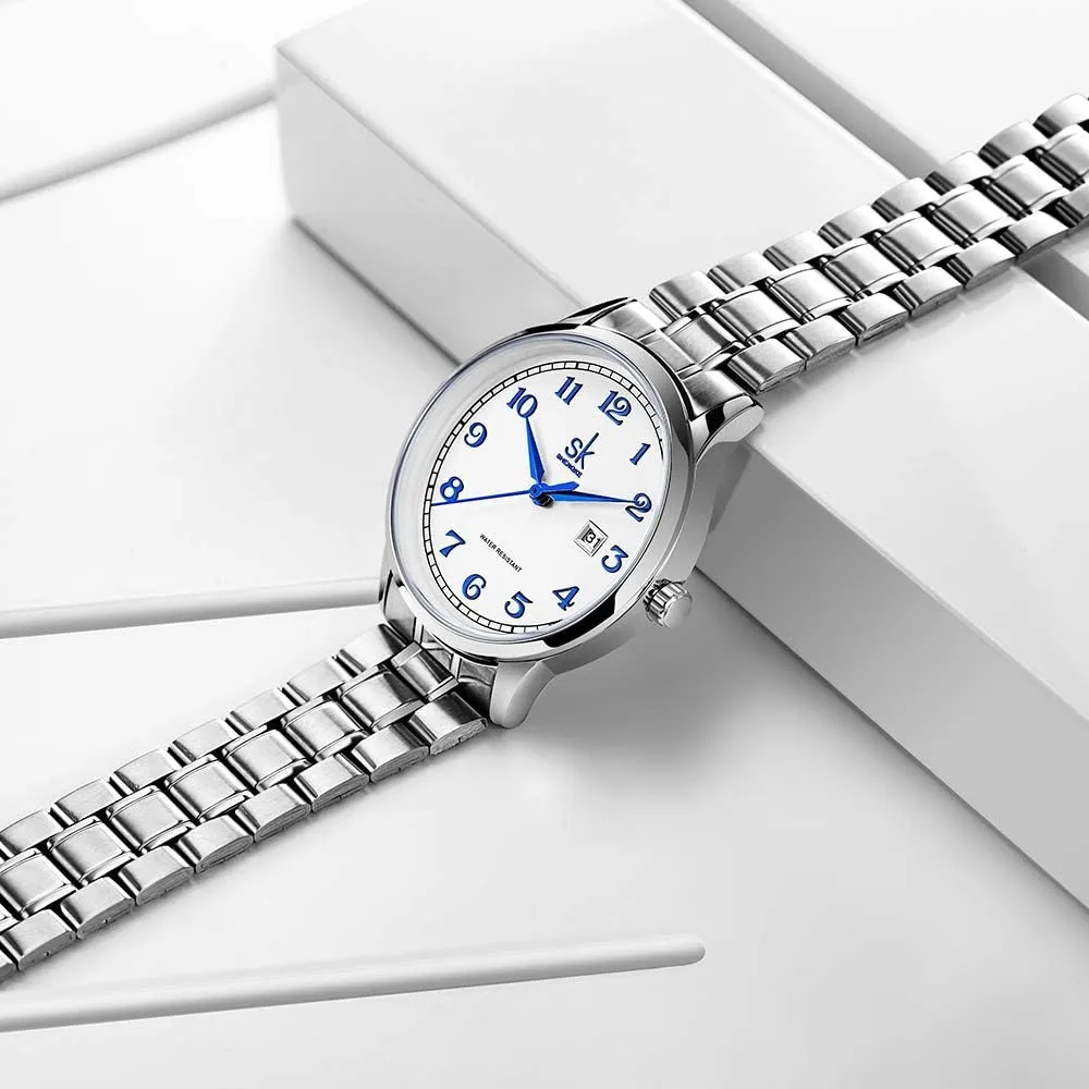 Leather Elegant Ladies Calendar indispensable trend medal Watch SK Classic Business Women Watches with Stainless Steel Band and Genuine 