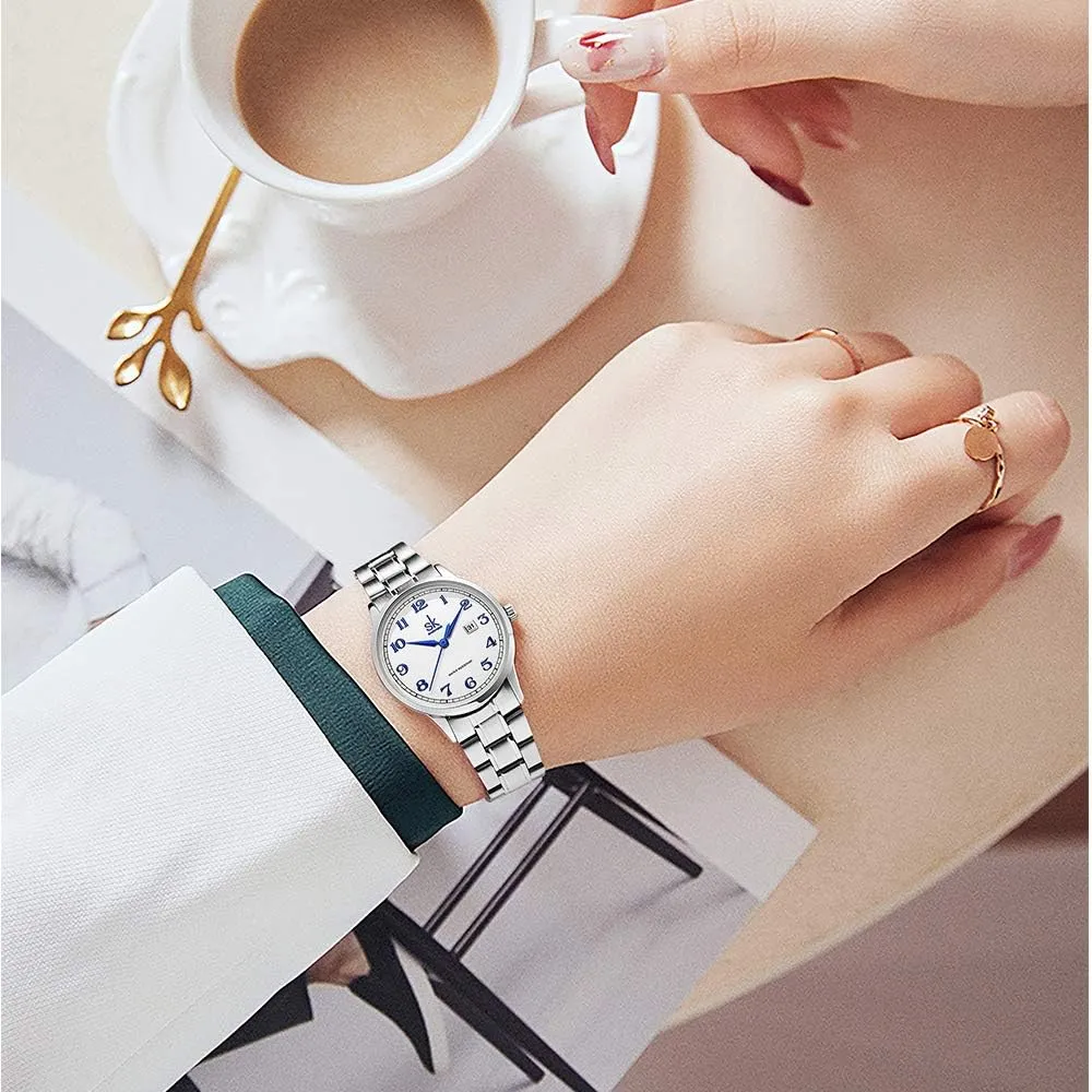 Leather Elegant Ladies Calendar indispensable trend medal Watch SK Classic Business Women Watches with Stainless Steel Band and Genuine 