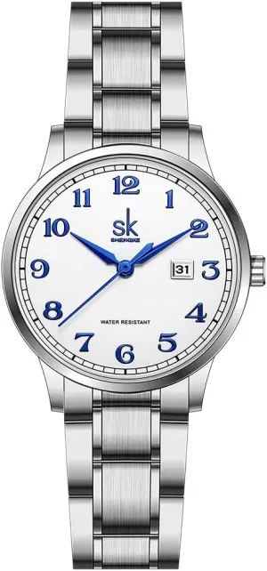 Leather Elegant Ladies Calendar indispensable trend medal Watch SK Classic Business Women Watches with Stainless Steel Band and Genuine 