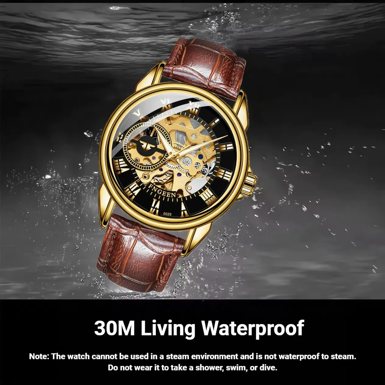 Leather hominid weldon Clock Fashion Mechanical Men Wristwatches Automatic Skeleton Watch Golden Mens Watches Luxury 