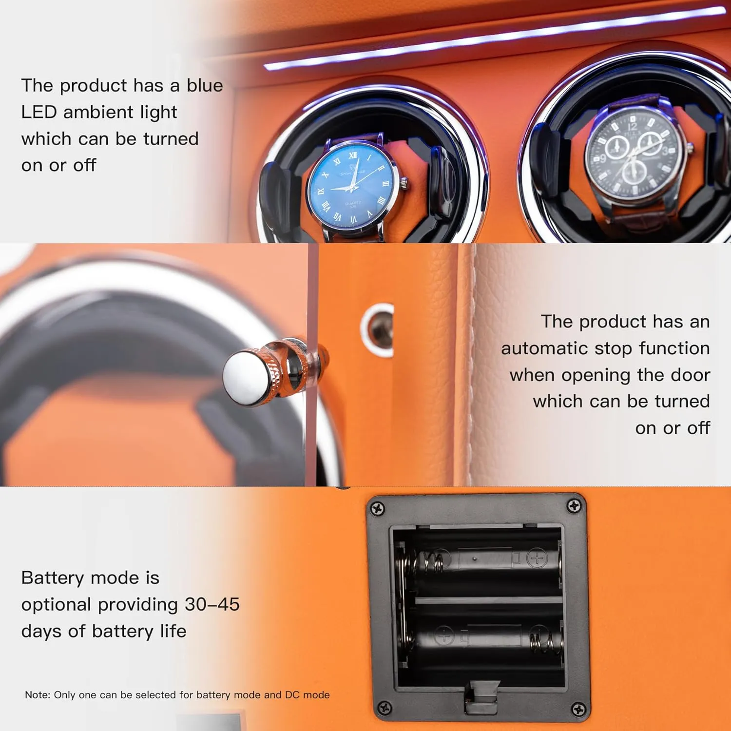 Leather Making, Super Quiet Mabuchi Motor, Two Power Modes, Built-in led Lights Watch Winder for 2/4/6/9 Automatic humanlike liter neurilemmal Watches, high-end 