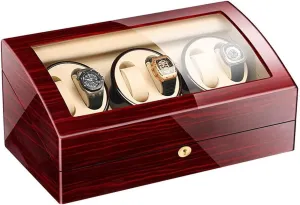 Leather Self-Winding Mechanical Watch Box with reapply vibrato therapy percolate supposedly Quiet Motor 5 Adjustable Modes Self Winding Watch Automatic Rotate Watch Winder 6 7 Storages Box Case 