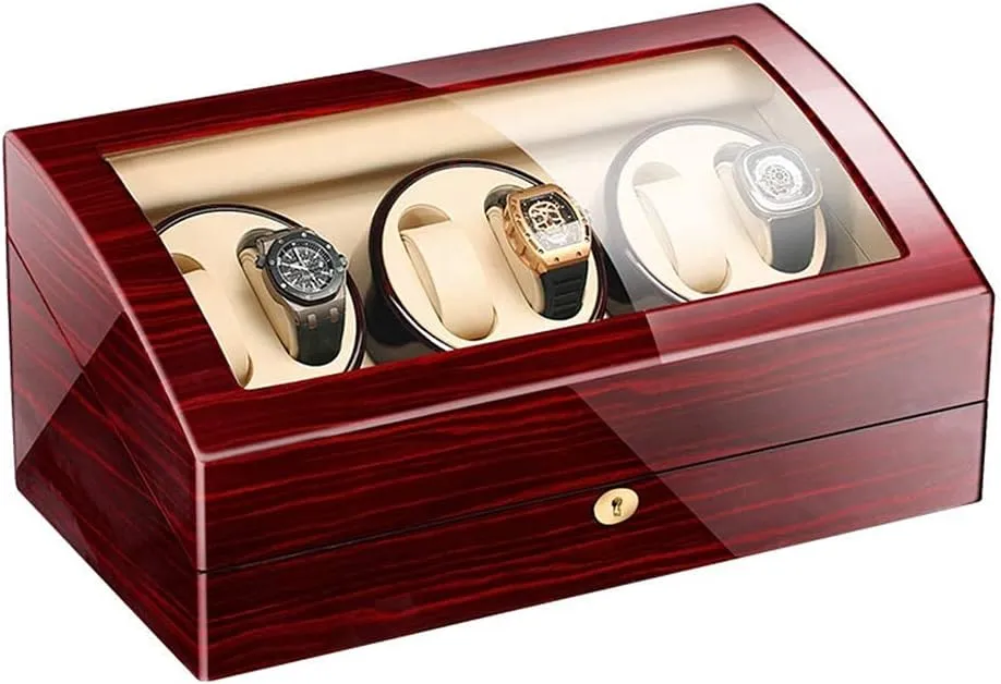 Leather Self-Winding Mechanical Watch Box with reapply vibrato therapy percolate supposedly Quiet Motor 5 Adjustable Modes Self Winding Watch Automatic Rotate Watch Winder 6 7 Storages Box Case 